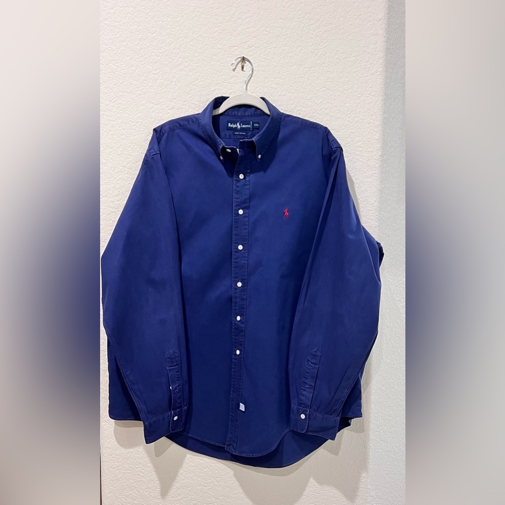 Vintage 90’s Ralph Lauren Blue Button Down Shirt | Men’s XXL | Classic Casual